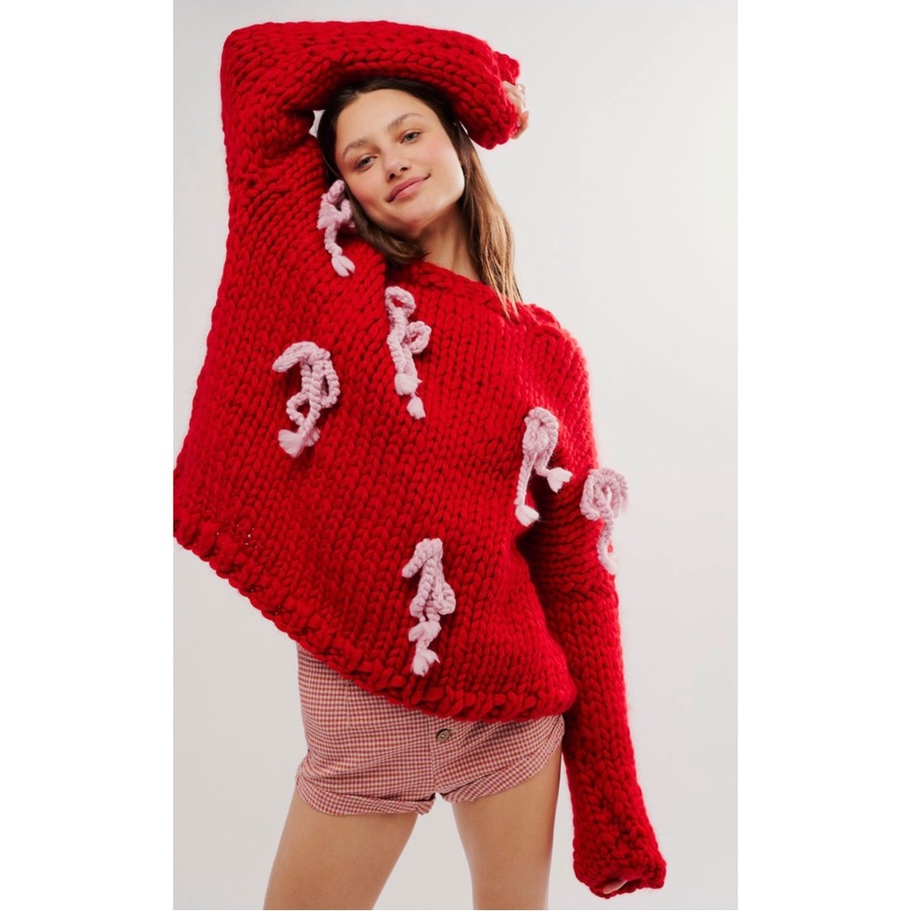 Hope Macaulay Red Bow Sweater Size L/XL NWT - Picture 3 of 6